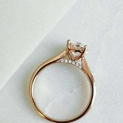 1 CT Round Pave Moissanite Engagement Ring