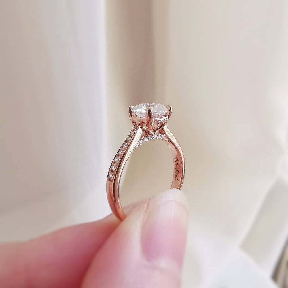 1 CT Round Pave Moissanite Engagement Ring