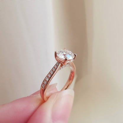 1 CT Round Pave Moissanite Engagement Ring