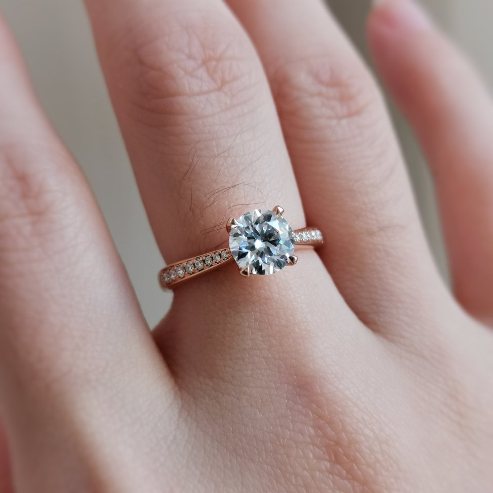 1 CT Round Pave Moissanite Engagement Ring