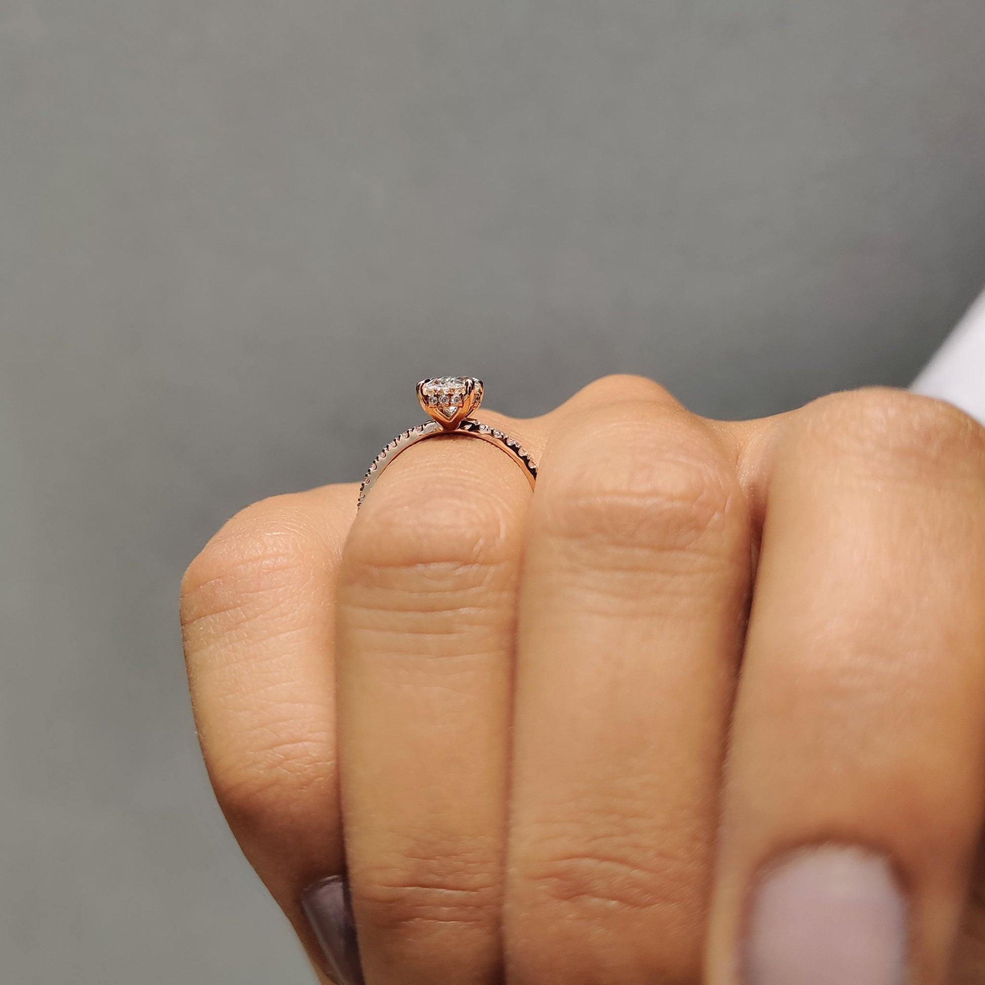 1.10 CT Oval Hidden Halo & Pave Moissanite Engagement Ring