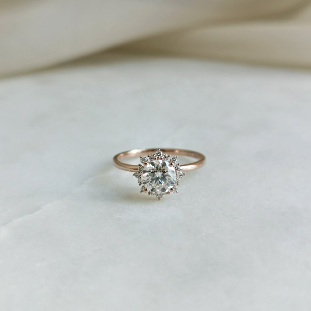 0.8 CT Round Cluster Moissanite Engagement Ring