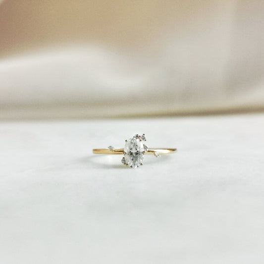 0.5 CT Oval Cluster Moissanite Engagement Ring