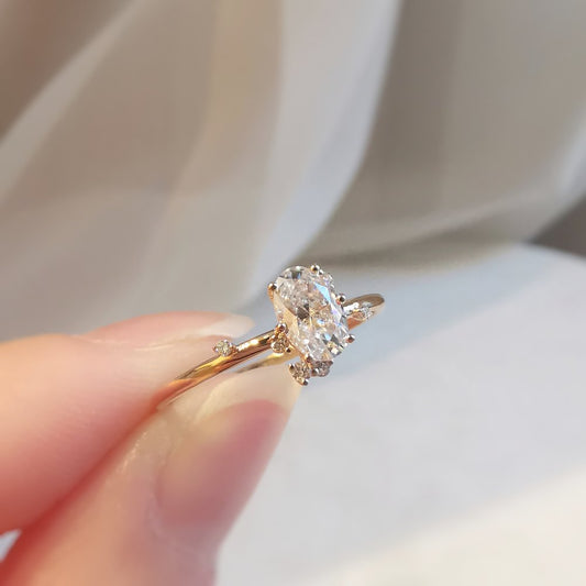 0.5 CT Oval Cluster Moissanite Engagement Ring