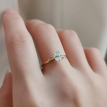 0.5 CT Oval Cluster Moissanite Engagement Ring