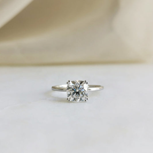 1.6 CT Cushion Solitaire Moissanite Engagement Ring