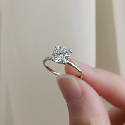 1.5 CT Cushion Solitaire Moissanite Engagement Ring