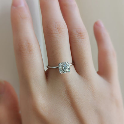 1.5 CT Cushion Solitaire Moissanite Engagement Ring