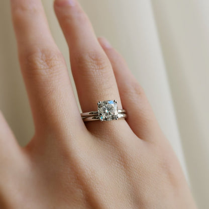 1.5 CT Cushion Solitaire Moissanite Engagement Ring