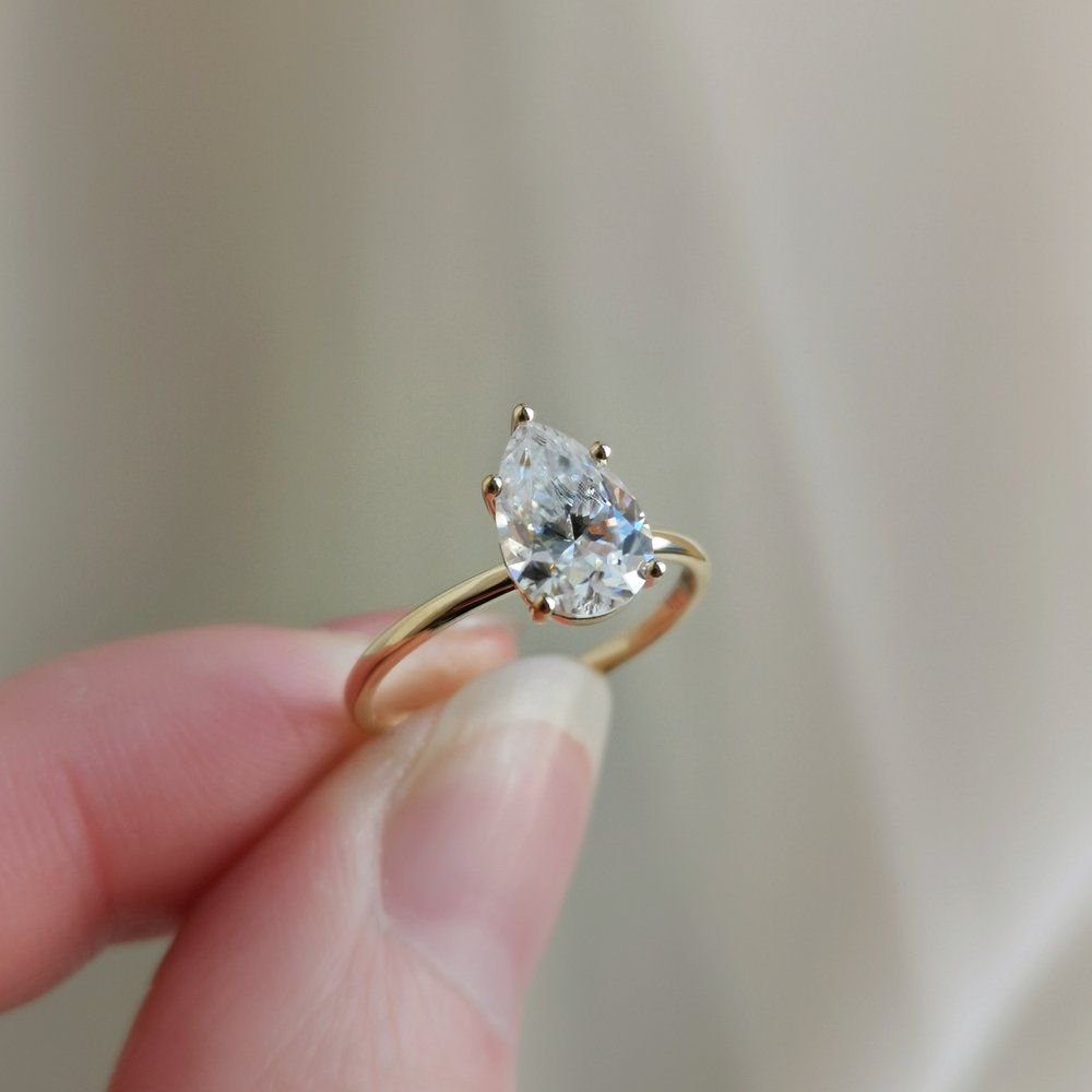 1.36 CT Pear Solitaire Moissanite Engagement Ring