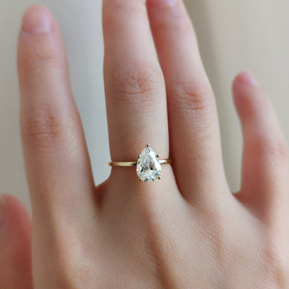 1.36 CT Pear Solitaire Moissanite Engagement Ring