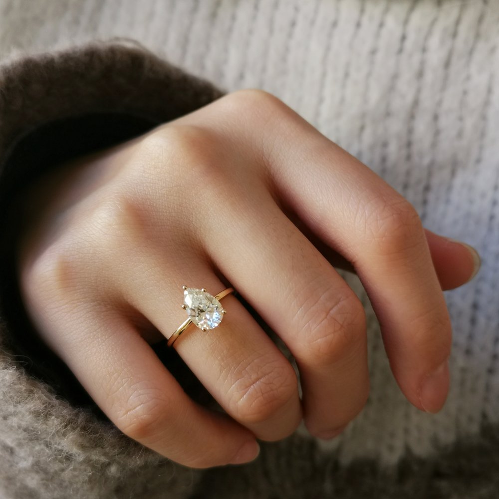 1.36 CT Pear Solitaire Moissanite Engagement Ring