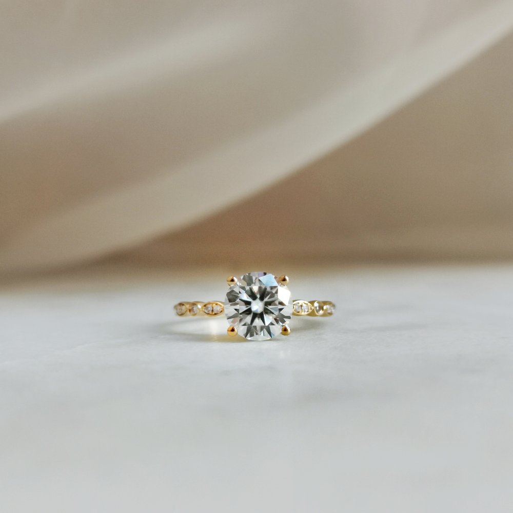 1.2 CT Round Pave Moissanite Engagement Ring