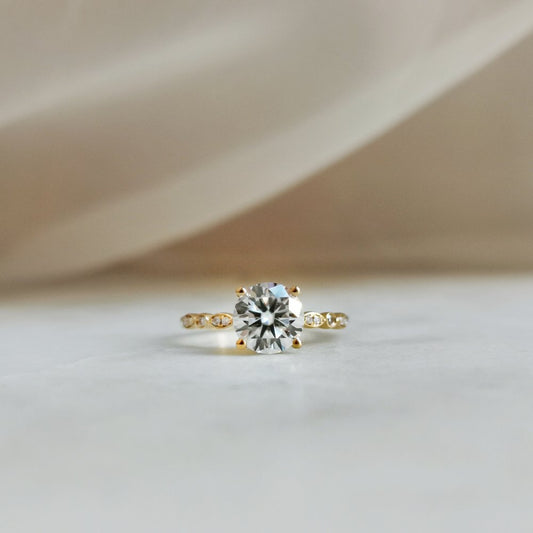 1.2 CT Round Pave Moissanite Engagement Ring