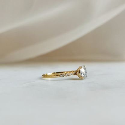 1.2 CT Round Pave Moissanite Engagement Ring