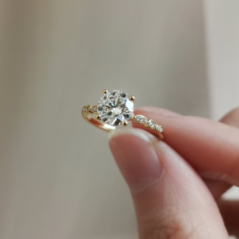 1.2 CT Round Pave Moissanite Engagement Ring