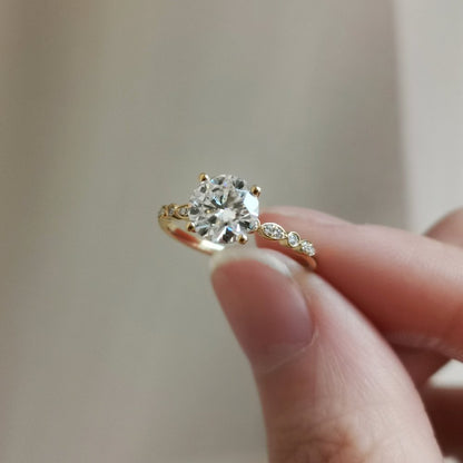 1.2 CT Round Pave Moissanite Engagement Ring