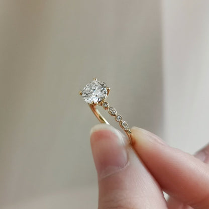 1.2 CT Round Pave Moissanite Engagement Ring