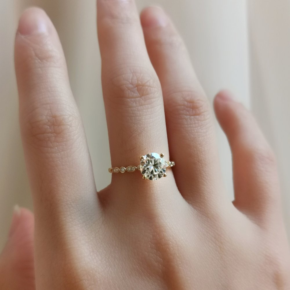1.2 CT Round Pave Moissanite Engagement Ring