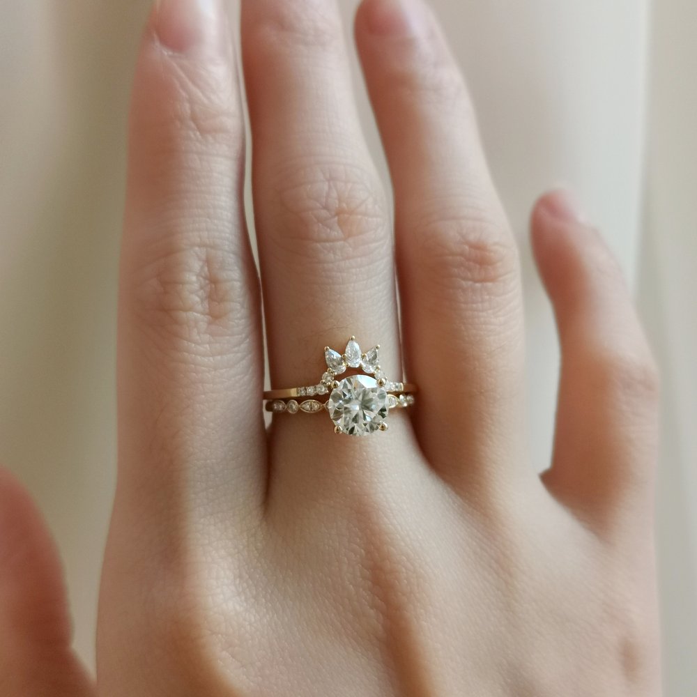 1.2 CT Round Pave Moissanite Engagement Ring