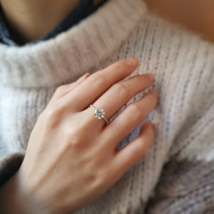 1.2 CT Round Pave Moissanite Engagement Ring