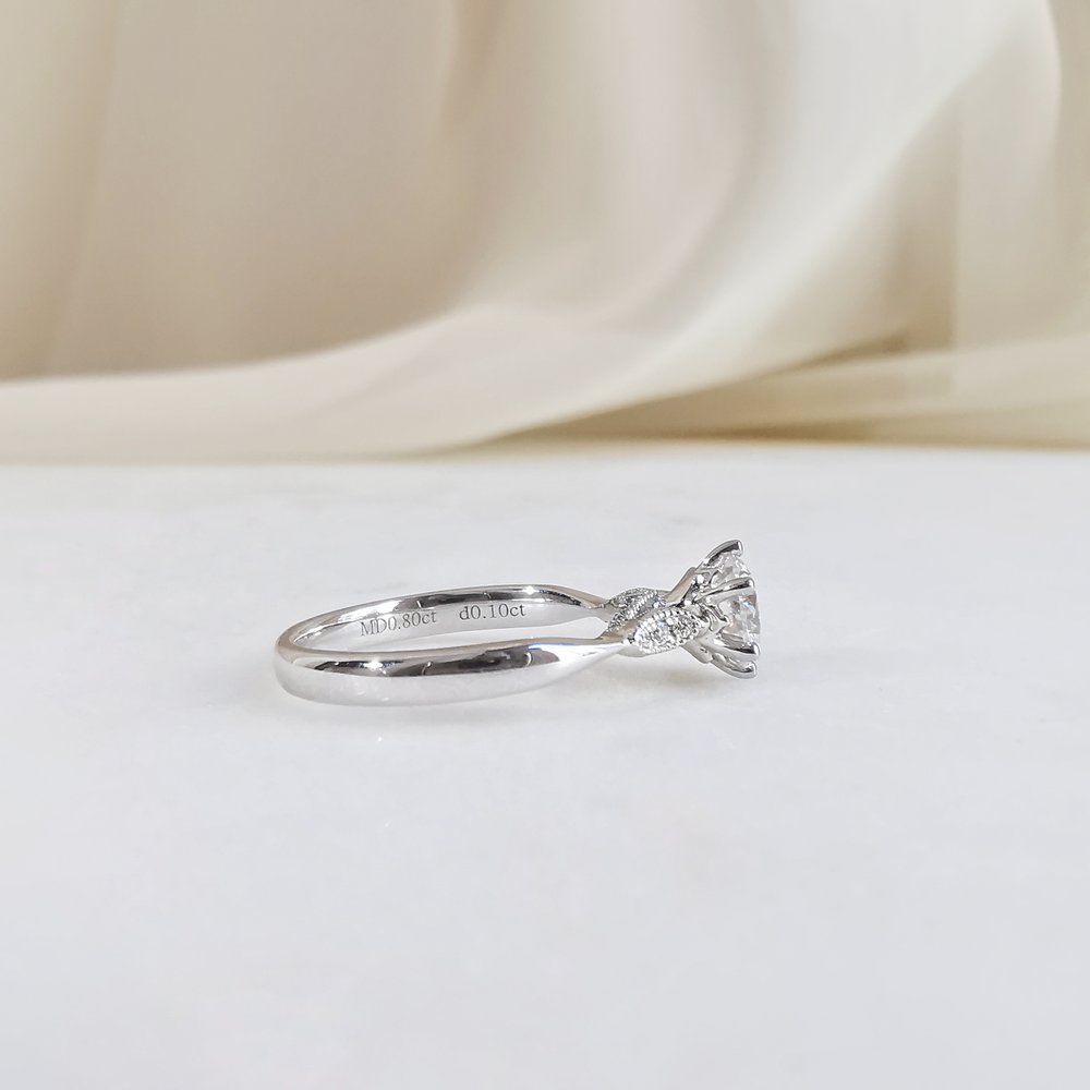 0.8 CT Round Pave Moissanite Engagement Ring