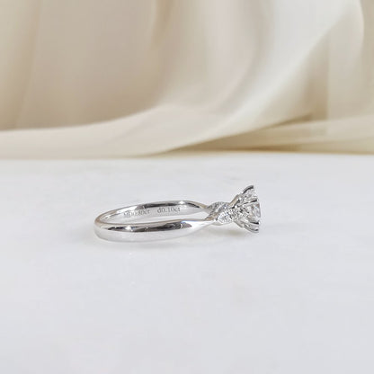 0.8 CT Round Pave Moissanite Engagement Ring