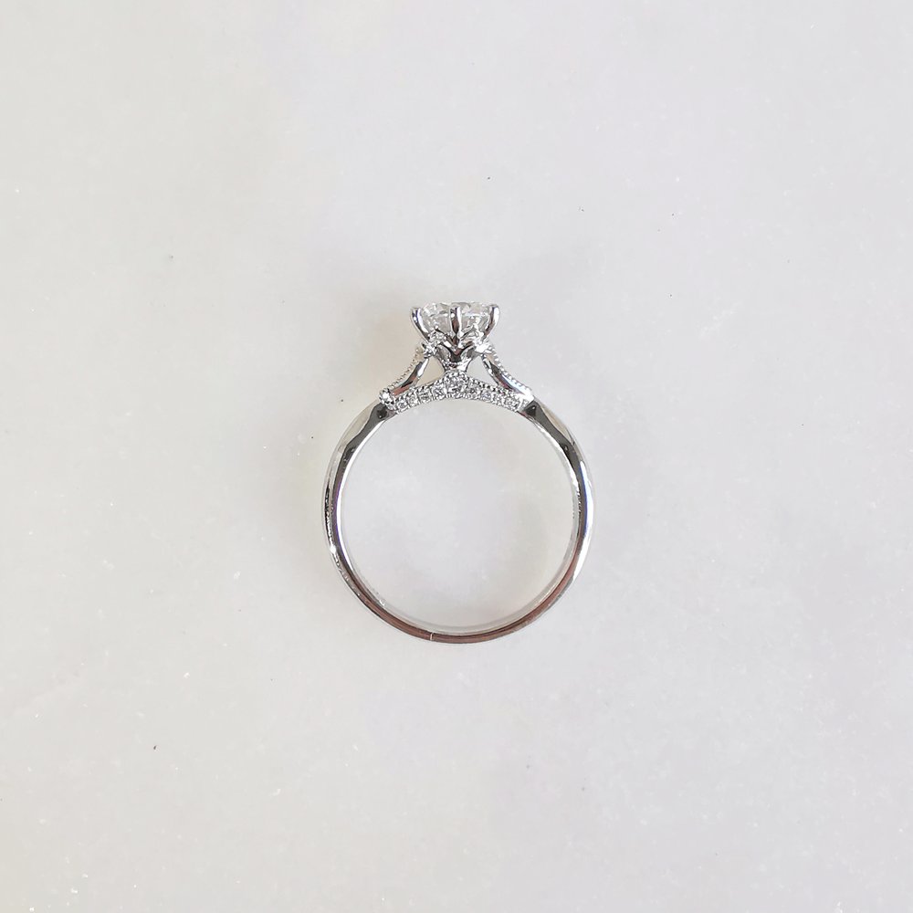 0.8 CT Round Pave Moissanite Engagement Ring