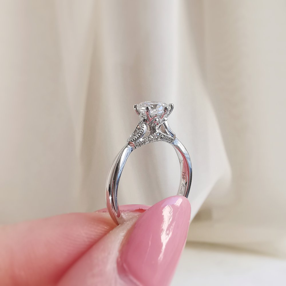 0.8 CT Round Pave Moissanite Engagement Ring