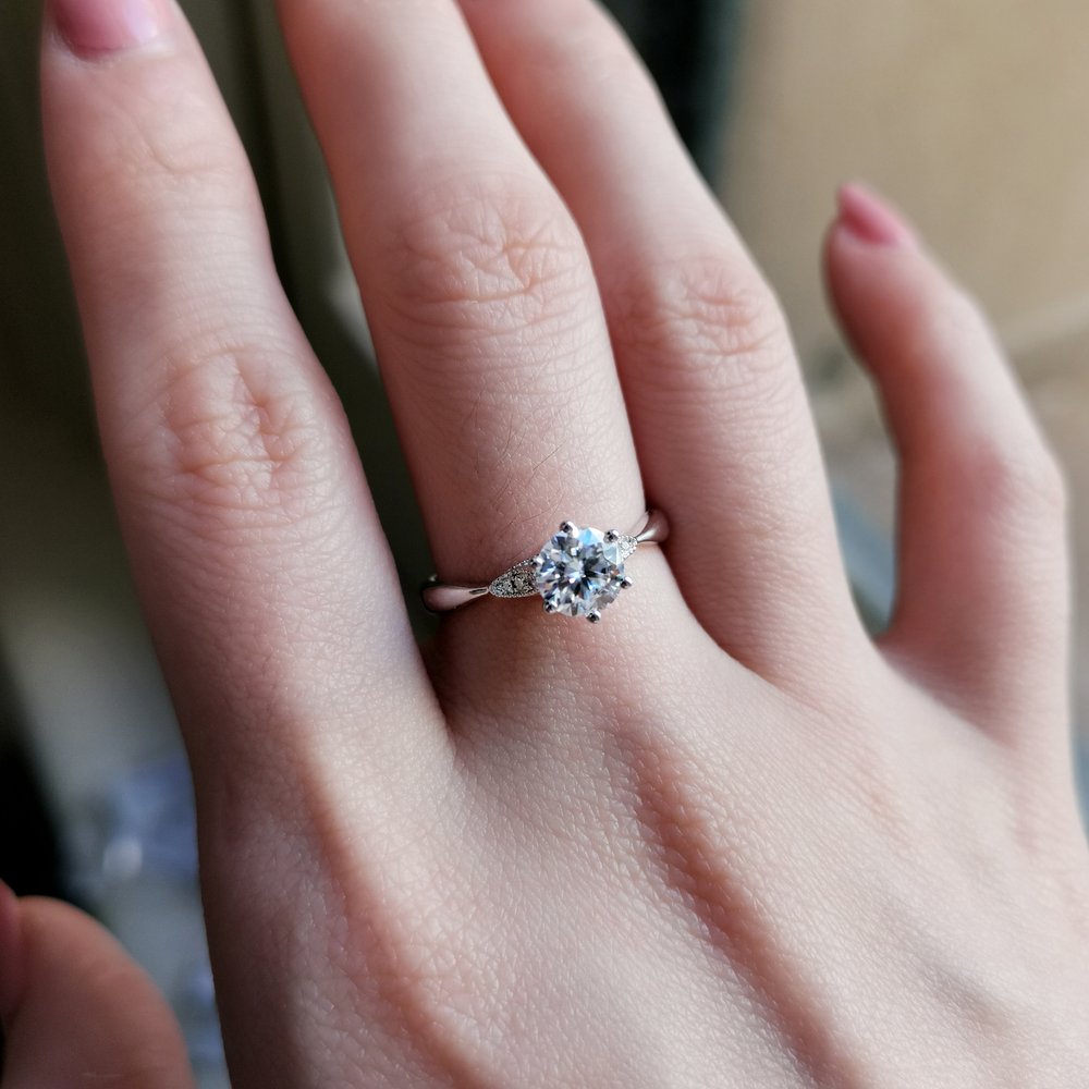 0.8 CT Round Pave Moissanite Engagement Ring