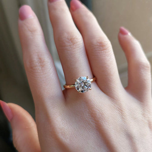 2.5 CT Round Hidden Halo Moissanite Engagement Ring