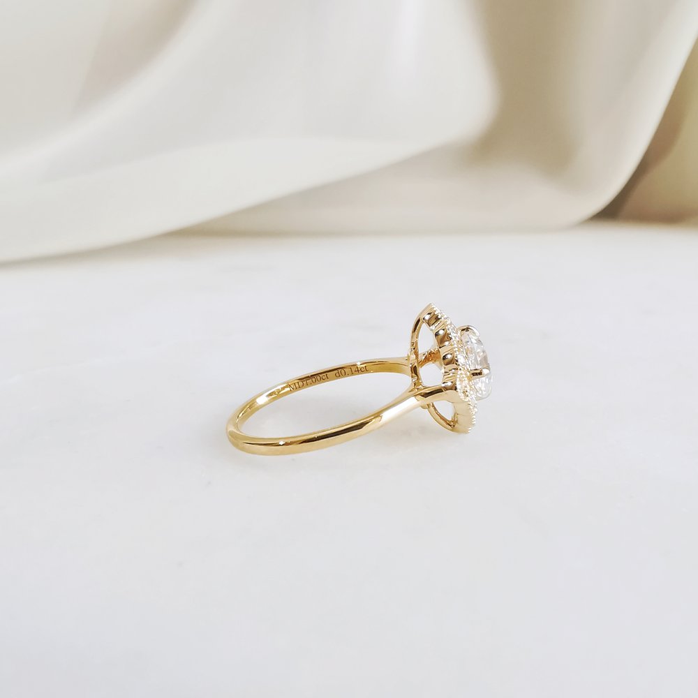 1 CT Cushion Vintage Halo Moissanite Engagement Ring