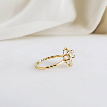 1 CT Cushion Vintage Halo Moissanite Engagement Ring