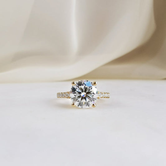 2.5 CT Round Pave Moissanite Engagement Ring