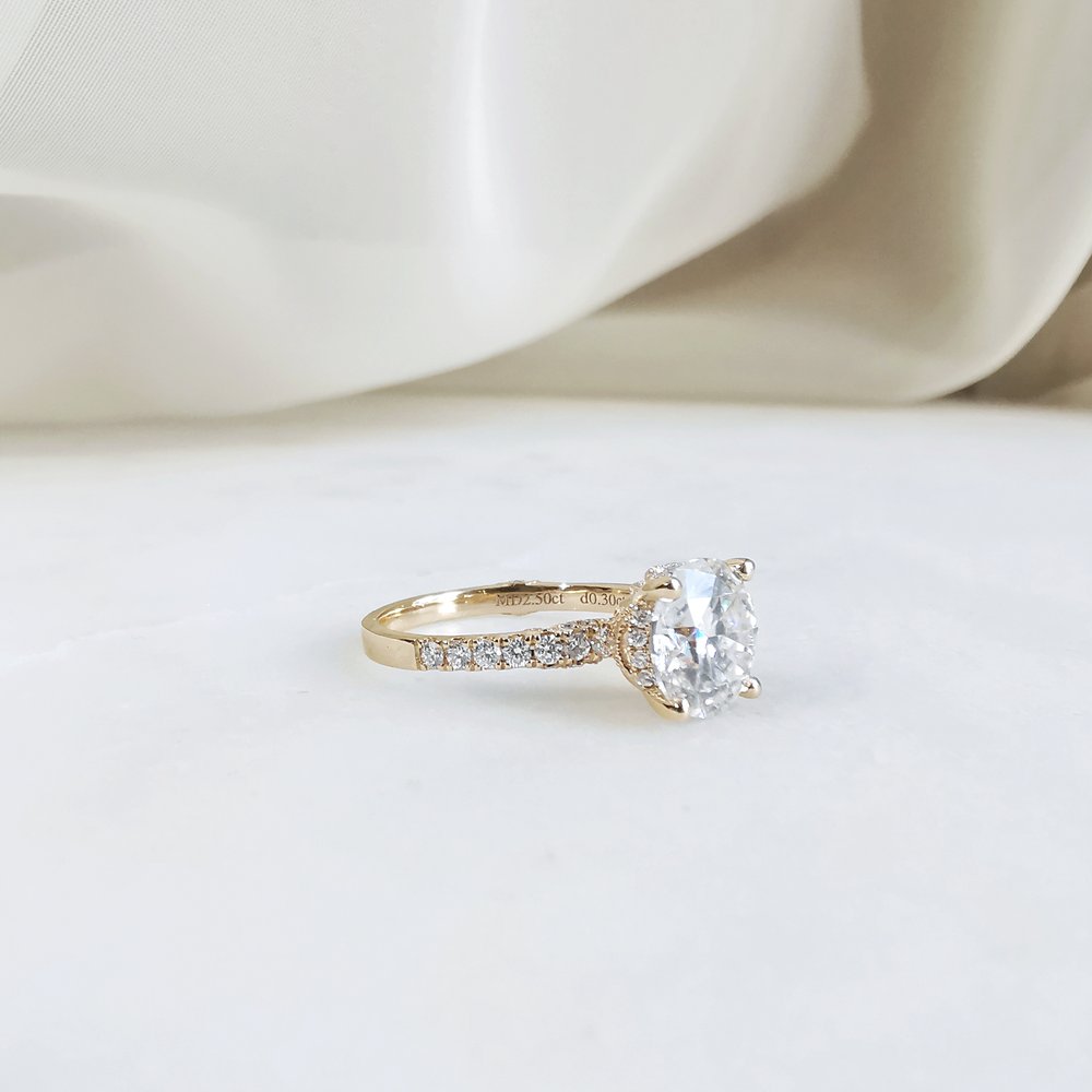 2.5 CT Round Pave Moissanite Engagement Ring