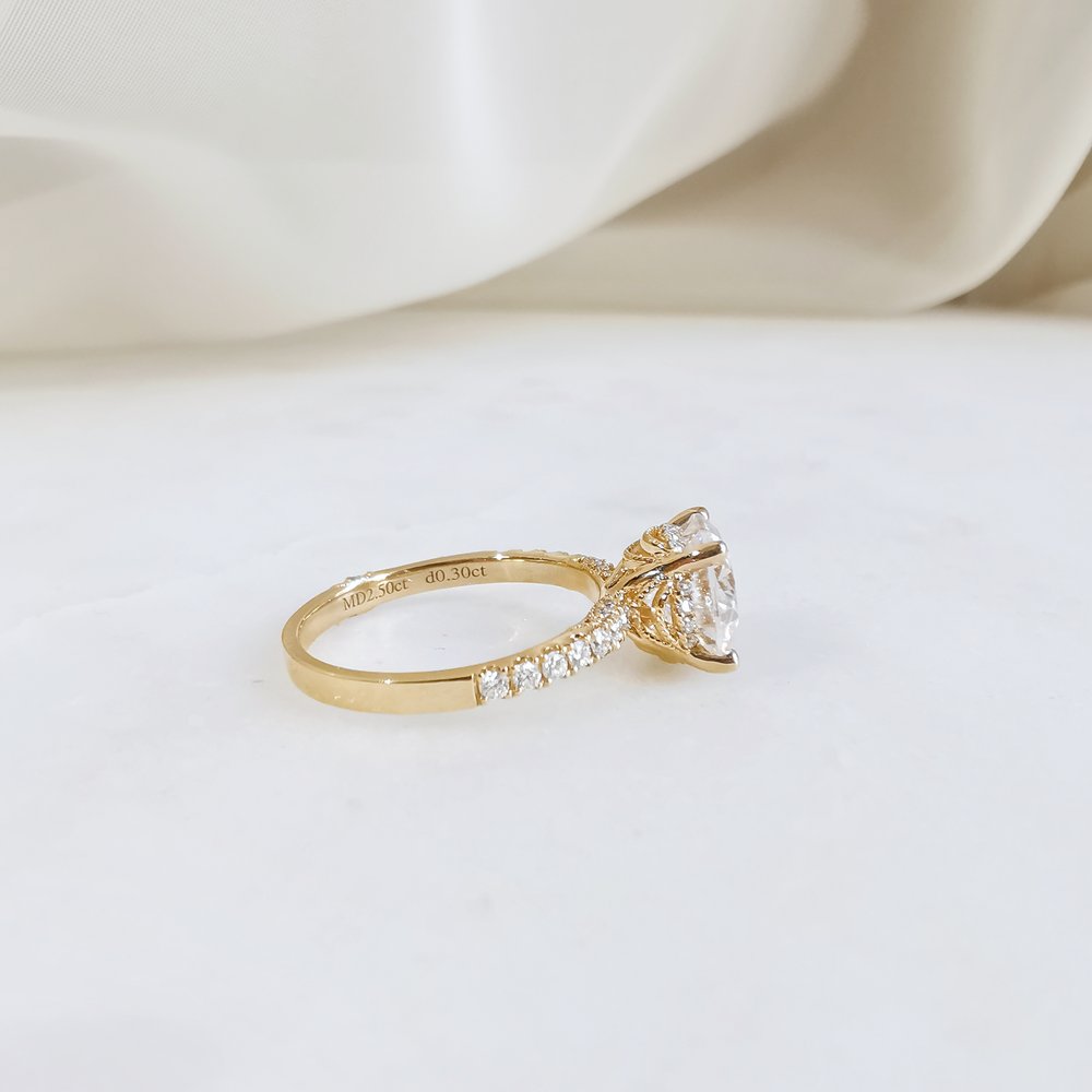2.5 CT Round Pave Moissanite Engagement Ring
