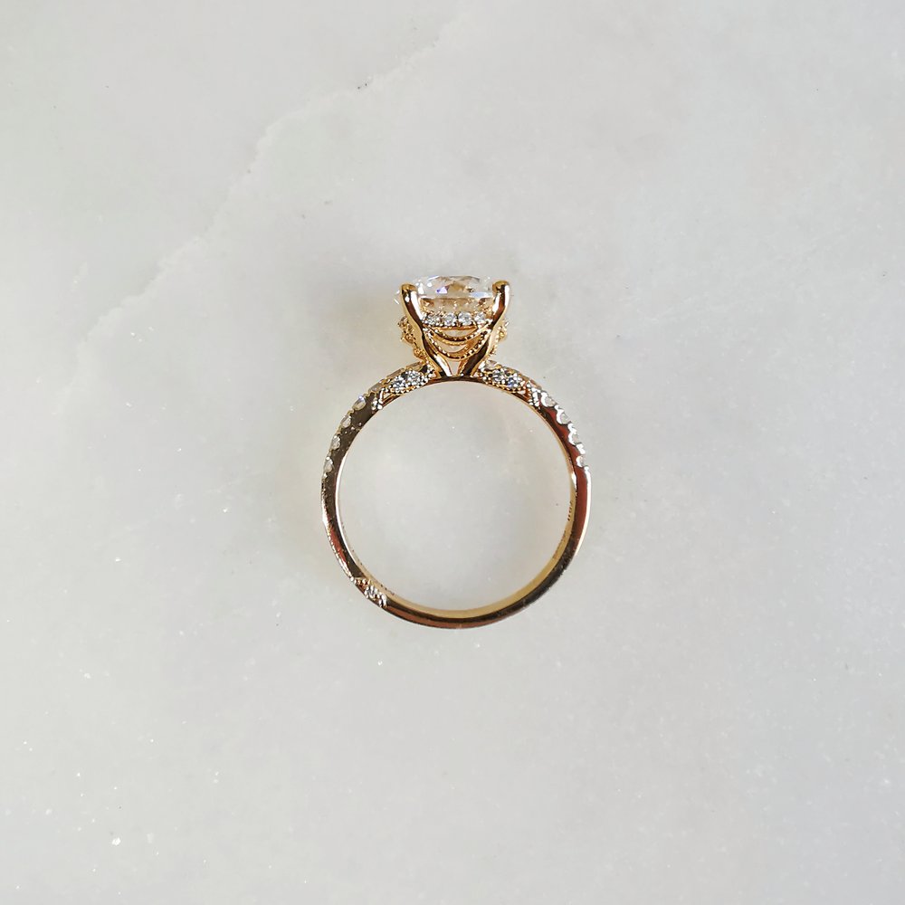 2.5 CT Round Pave Moissanite Engagement Ring