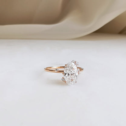 0.5 CT Oval Cluster Moissanite Engagement Ring