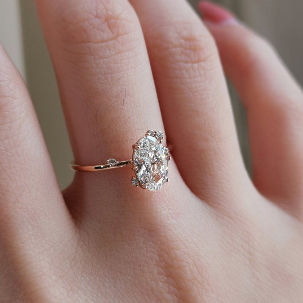 0.5 CT Oval Cluster Moissanite Engagement Ring