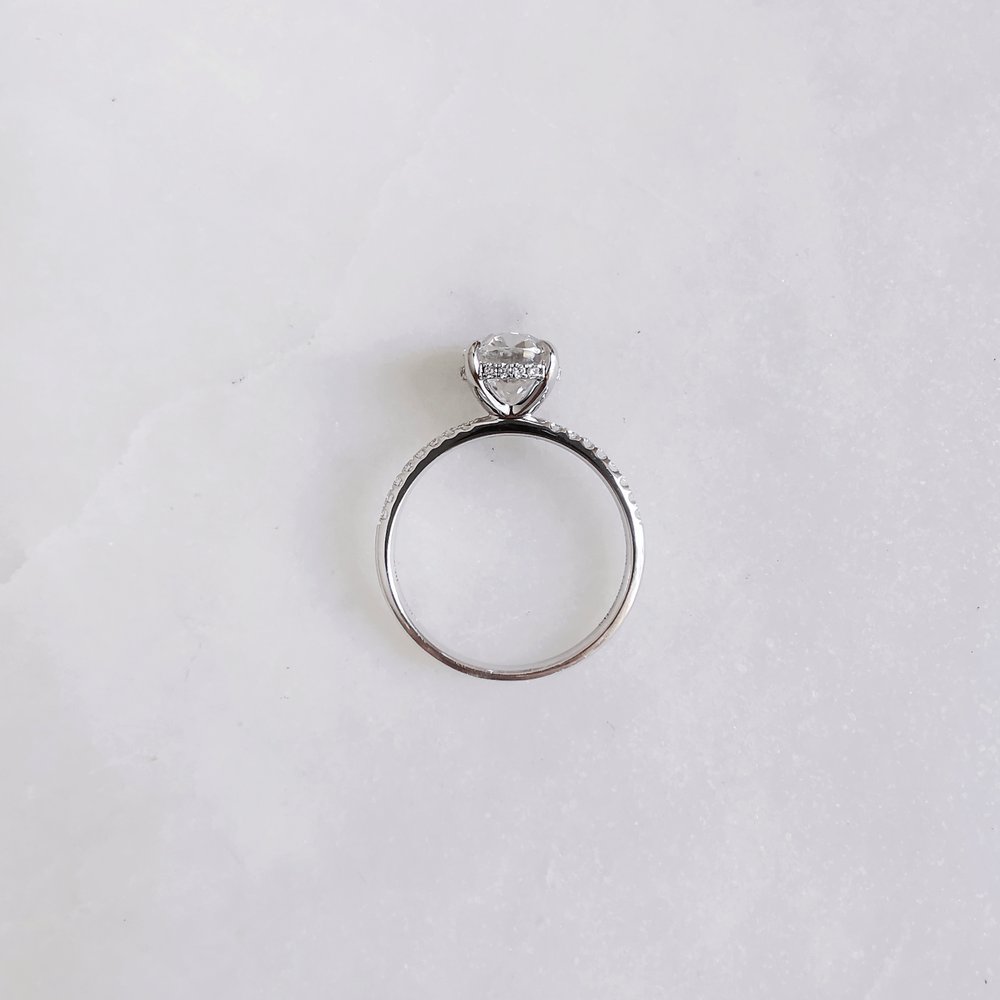 2 CT Oval Pave Moissanite Engagement Ring