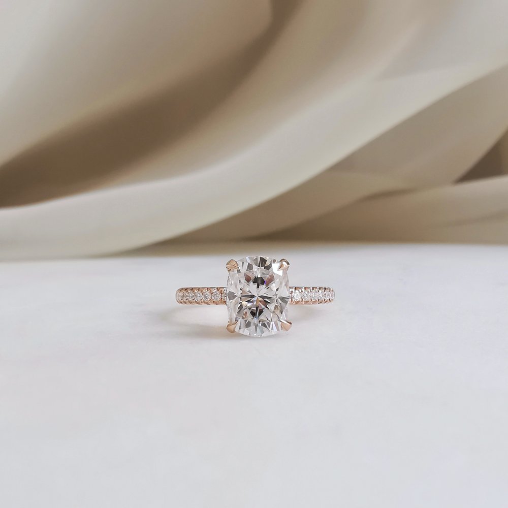 2 CT Oval Pave Moissanite Engagement Ring