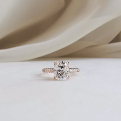 2 CT Oval Pave Moissanite Engagement Ring