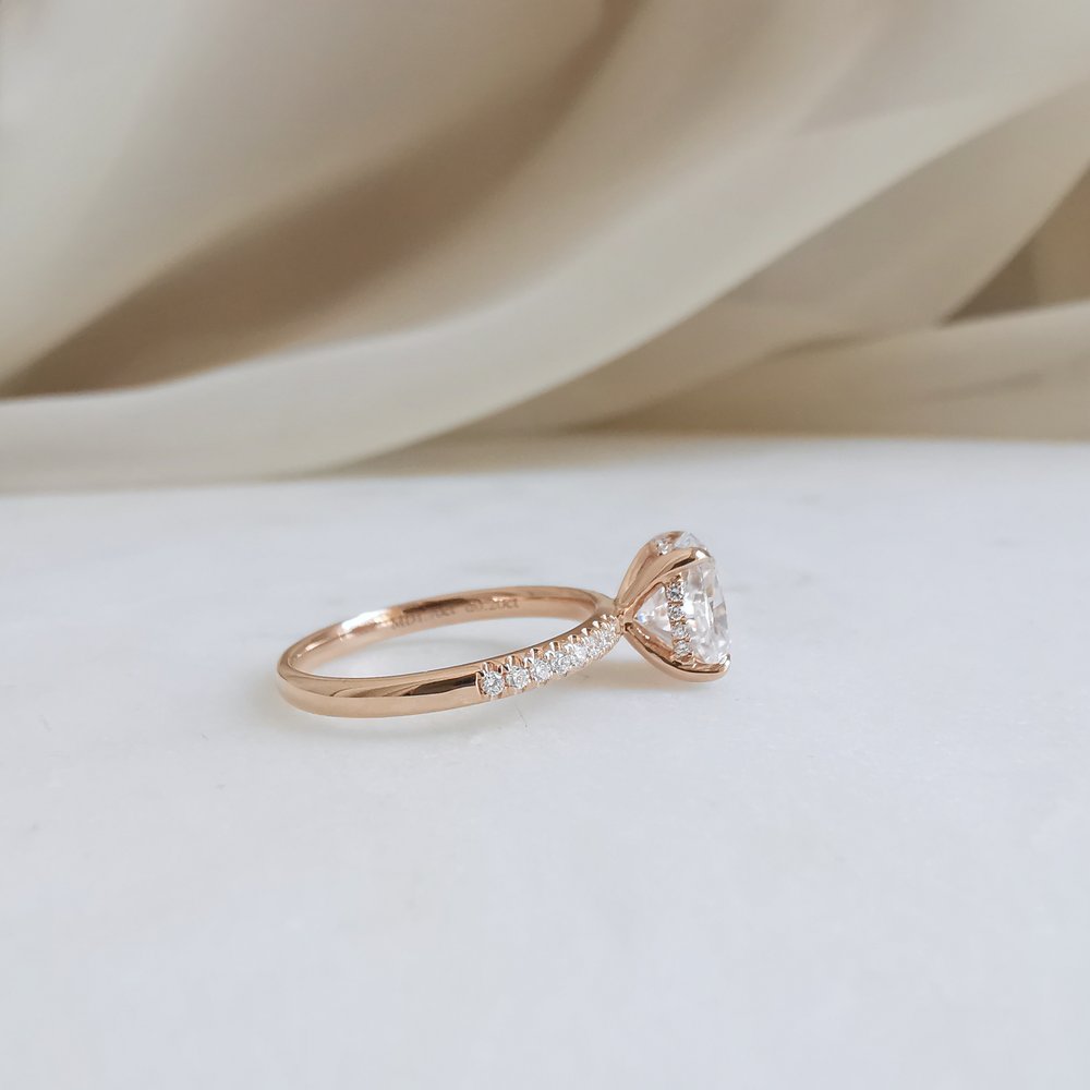 2 CT Oval Pave Moissanite Engagement Ring