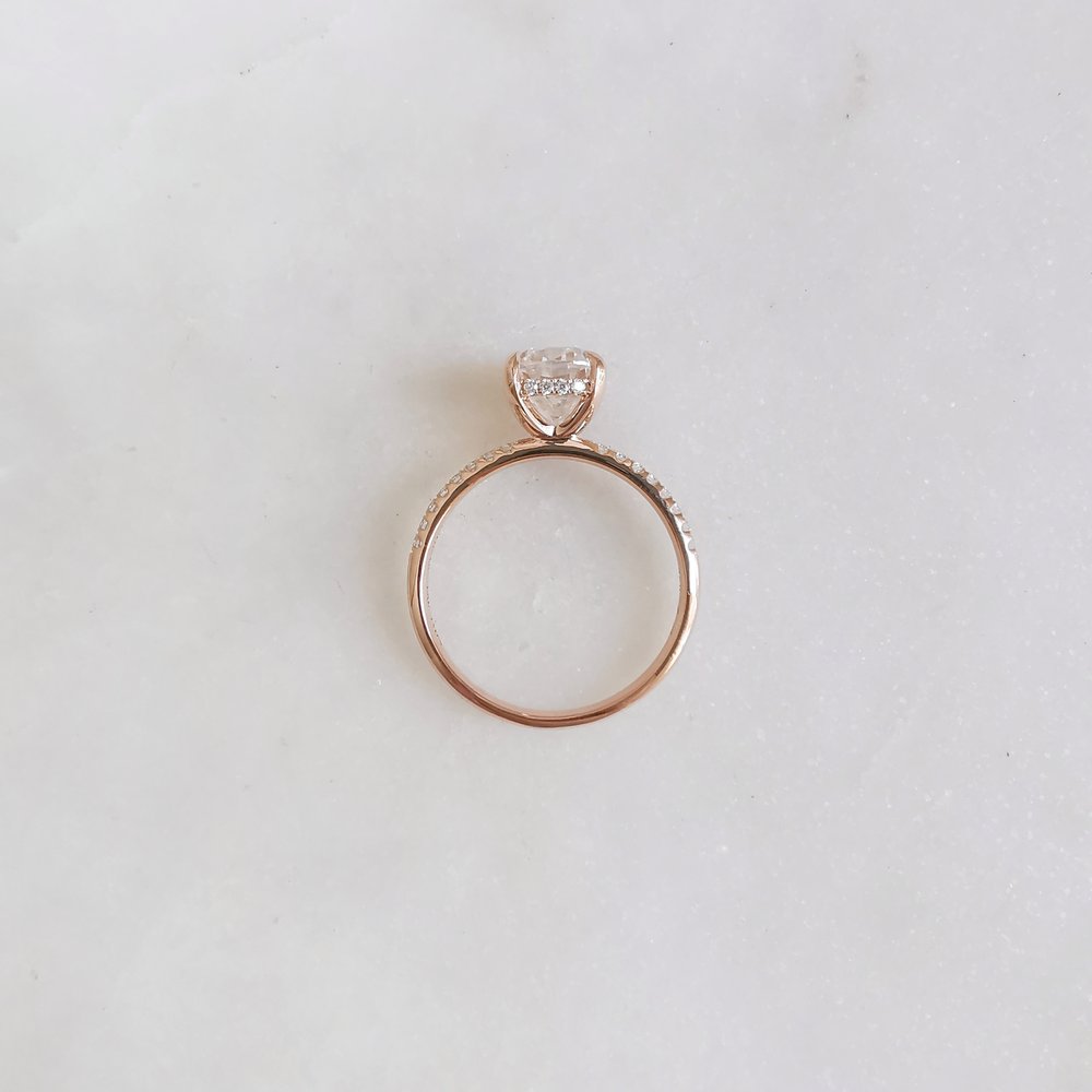 2 CT Oval Pave Moissanite Engagement Ring
