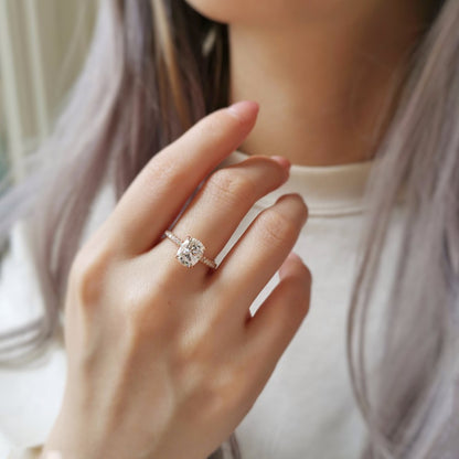 2 CT Oval Pave Moissanite Engagement Ring