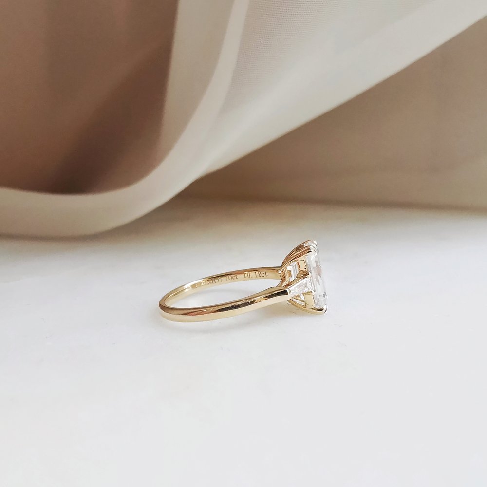 1.7 CT Emerald Three Stone Moissanite Engagement Ring