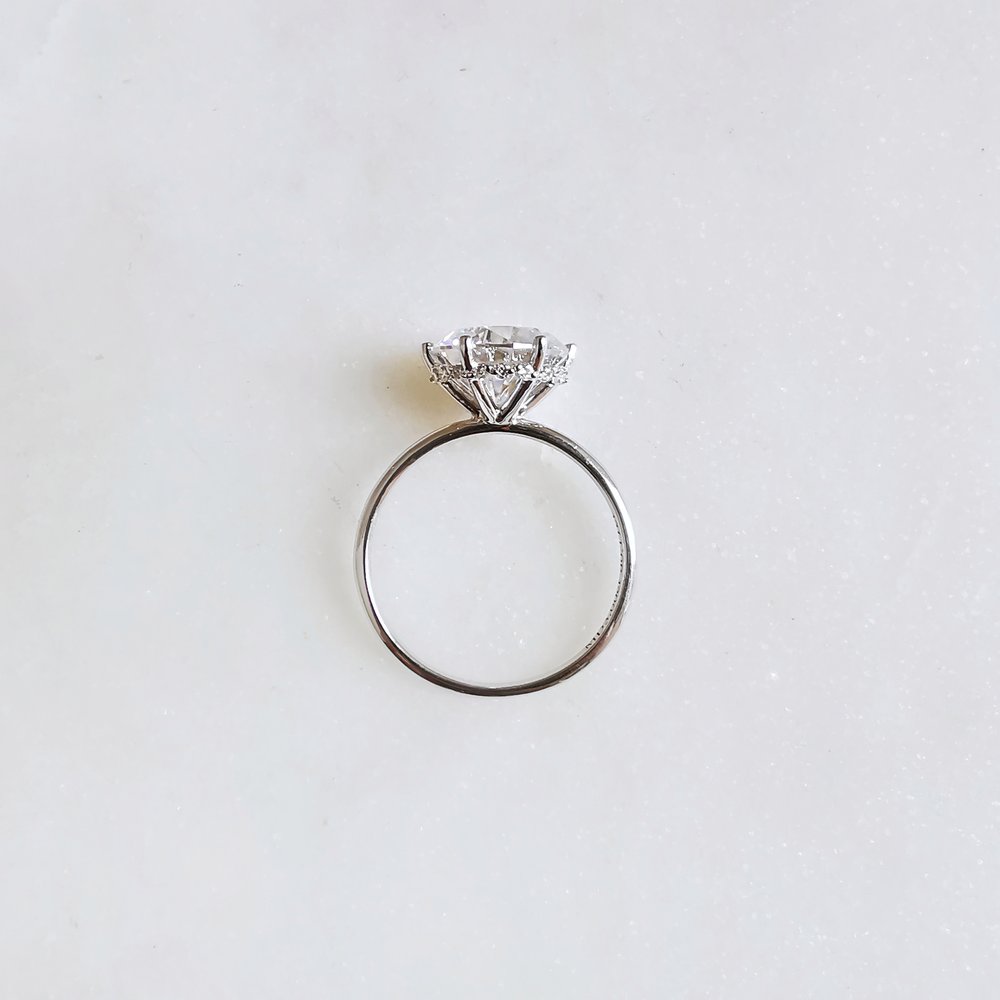 3 CT Round Hidden Halo Moissanite Engagement Ring