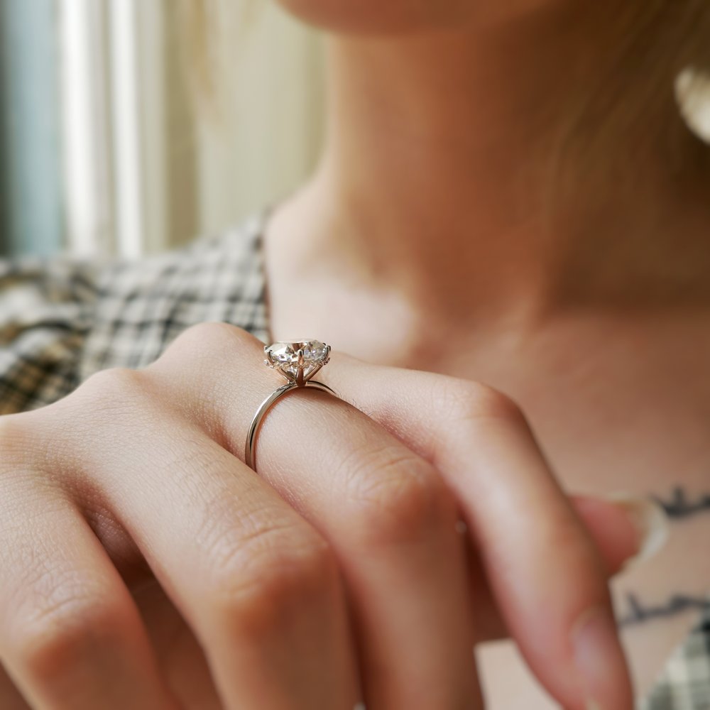 3 CT Round Hidden Halo Moissanite Engagement Ring