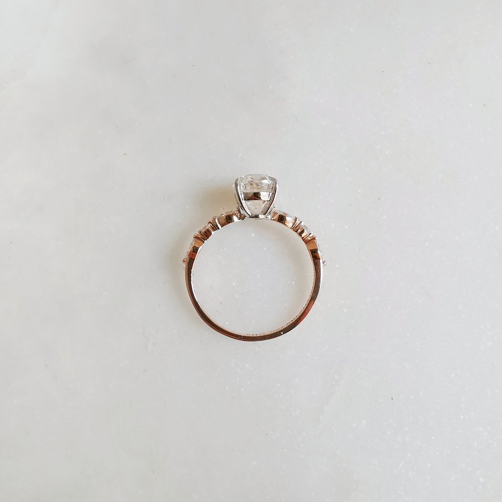 1.7 CT Oval Pave Moissanite Engagement Ring