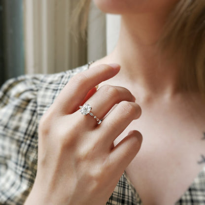 1.7 CT Oval Pave Moissanite Engagement Ring
